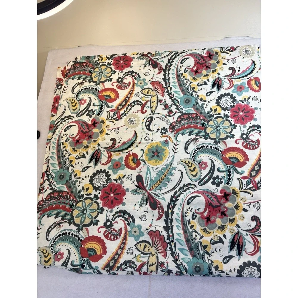 World Market  Boho Paisley Floral‎ Fabric Shower Curtain Cotton 72x72